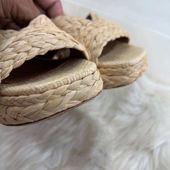 Kate Spade Biege Braided Raffia Espadrilles Woven Sandals - Picture 7 of 14